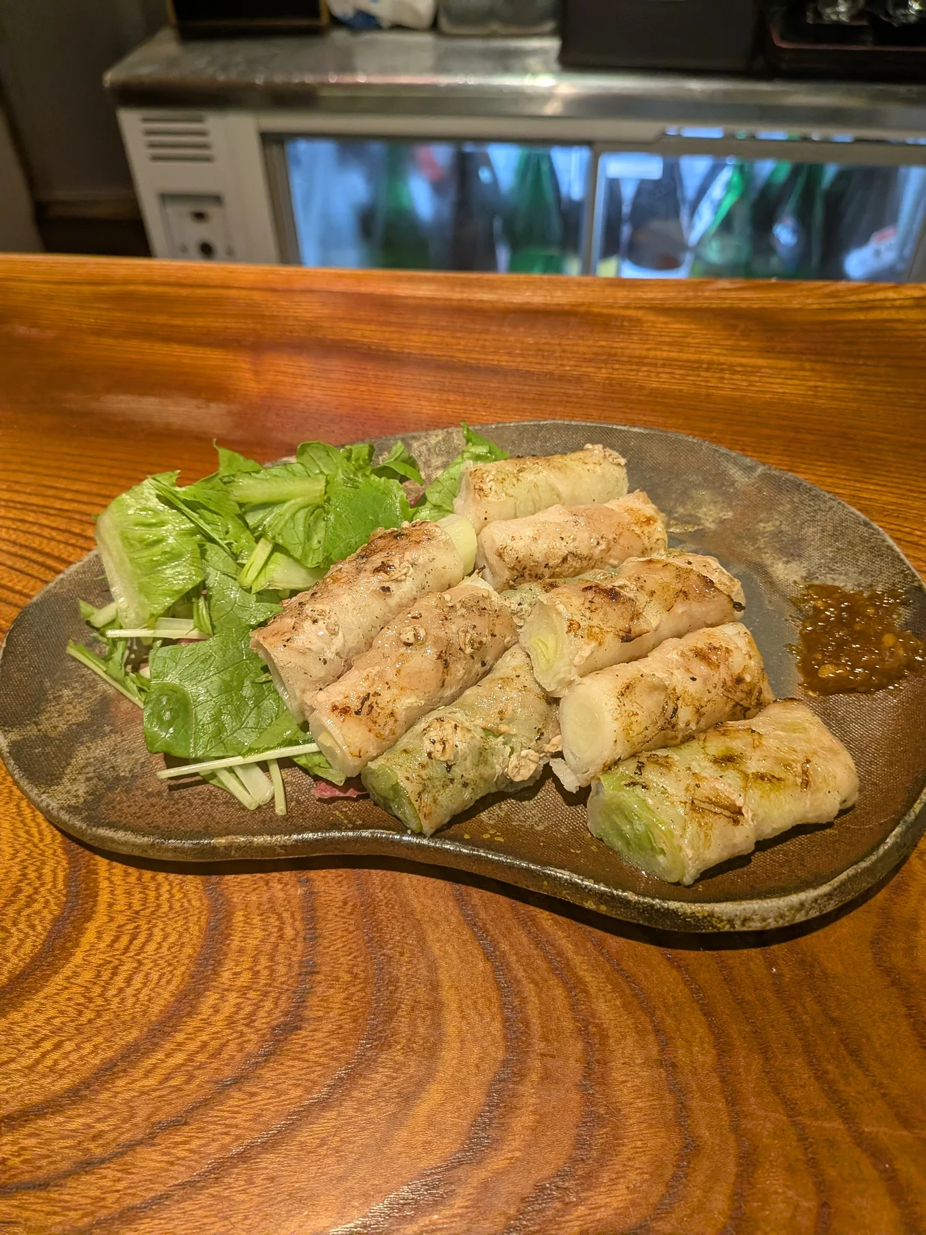 Pork-wrapped Aomori leeks at Aomoriya