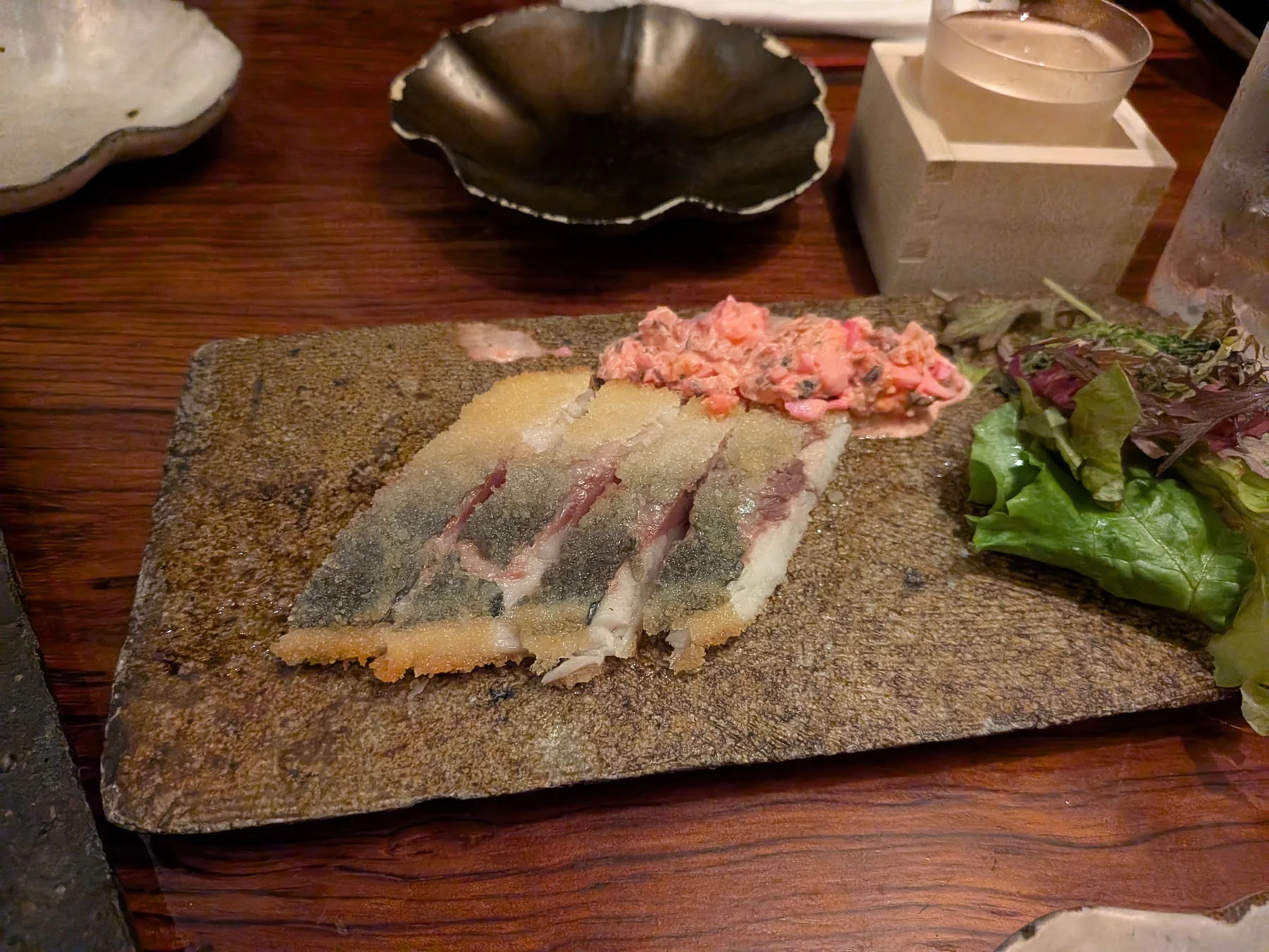Seafood carpaccio dish at Sake and Bistro Karasu