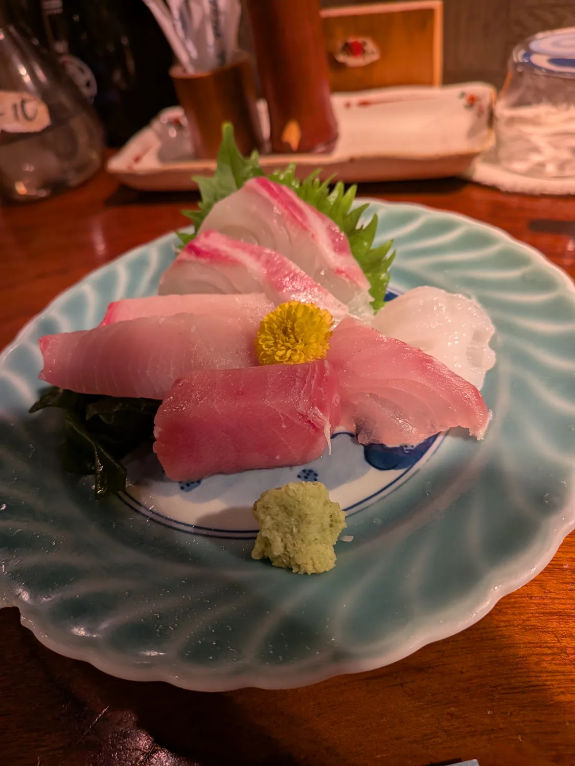 Sashimi plate served on the June 22 visit